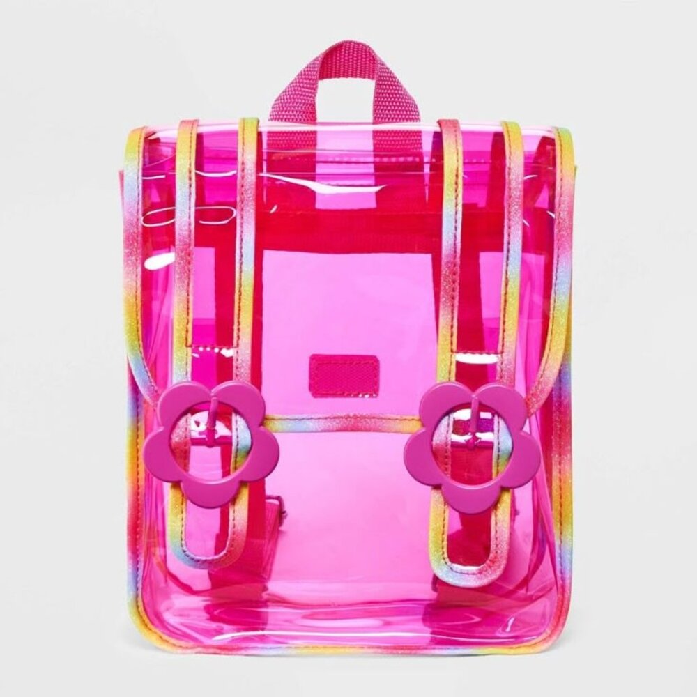 Kids' 11" Rainbow Jelly Clear Mini Backpack with Flower Buckles - Cat & Jack™